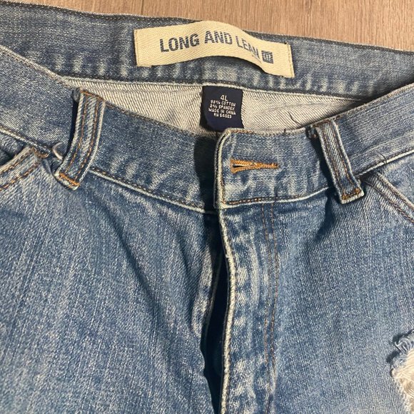 GAP Long & Lean Fit, Frayed Jean Shorts, Sz 4L - Picture 3 of 3